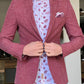 Oliver Red Self-Patterned Slim Fit Blazer