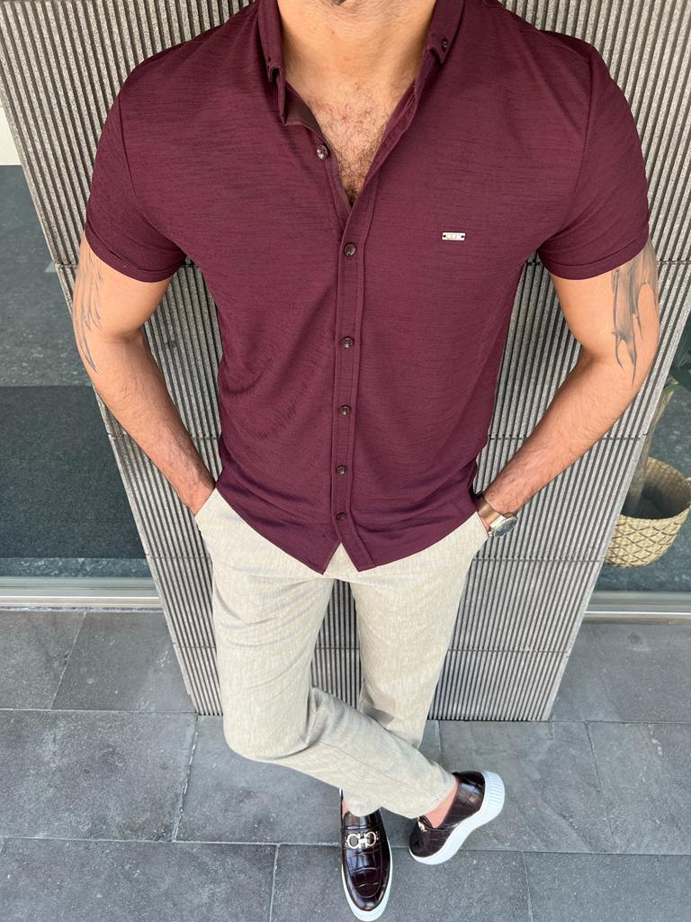 Firenze Burgundy Short Sleeve Shirt