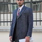 Allen Marbled Navy Blue Double Breasted Coat