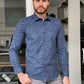 Darwin Indigo Patterned Slim Fit Shirt