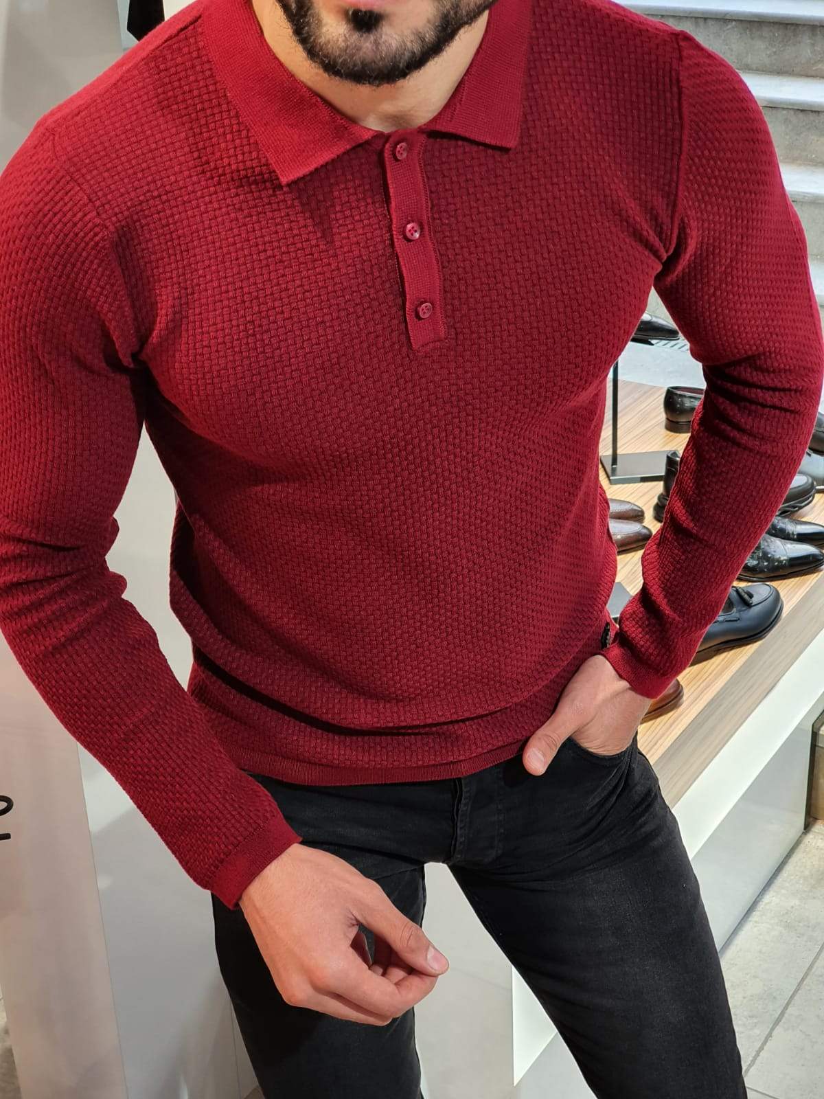 Barga Claret Red Knitwear