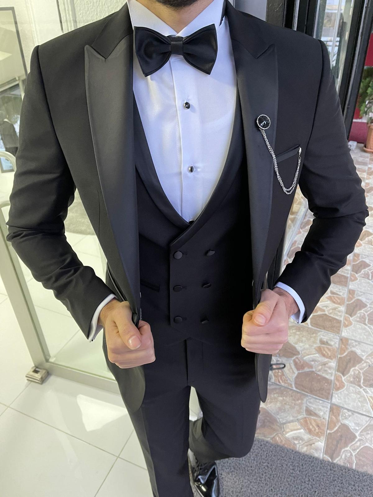 Addison Black Slim Fit Tuxedo Suit