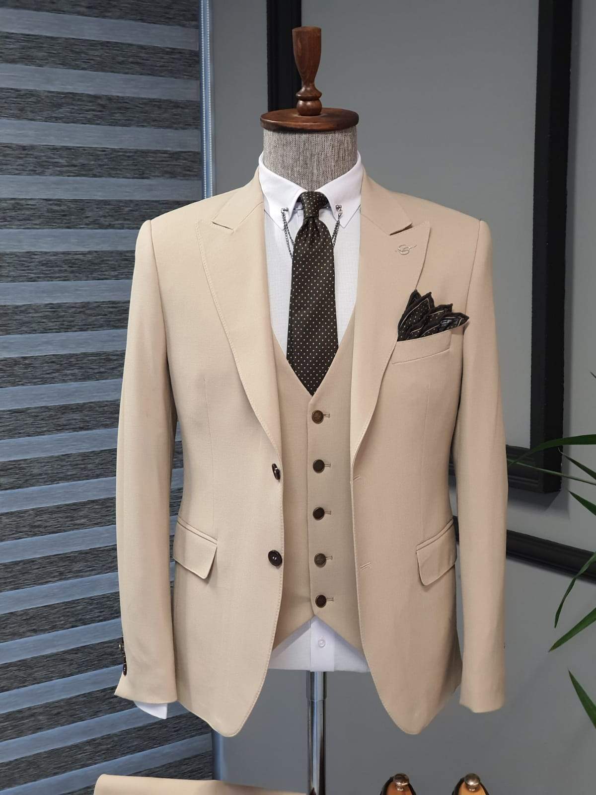 Varese Beige Slim Fit Suit