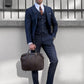 Logan Navy Blue Plaid Slim Fit Business Suit