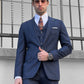 Logan Navy Blue Plaid Slim Fit Business Suit