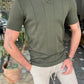 Alvaro Khaki Striped Slim Fit T-Shirt