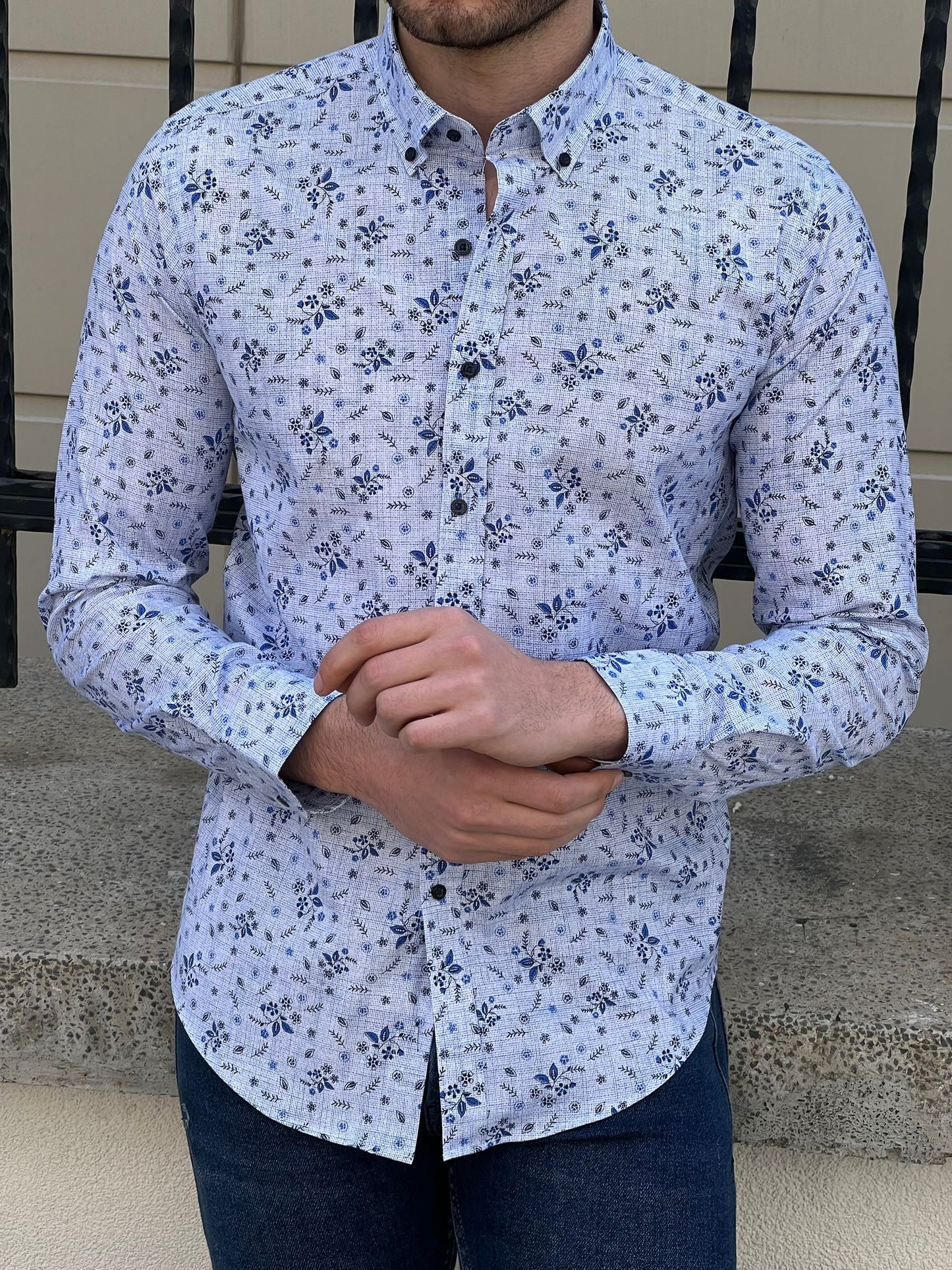 Sean Blue Patterned Shirt