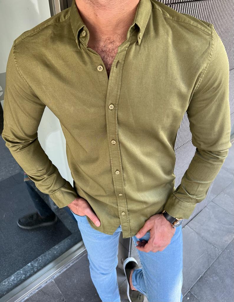 Erik Khaki Slim Fit Shirt