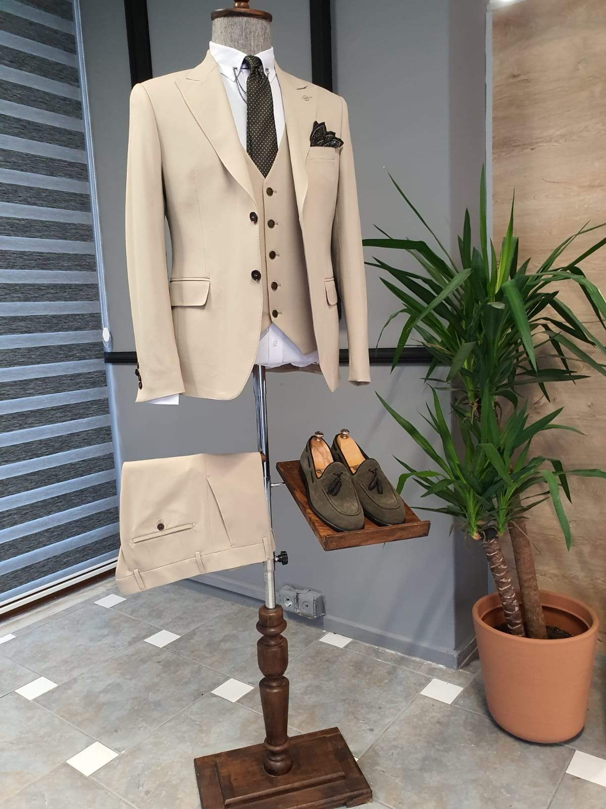 Varese Beige Slim Fit Suit