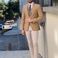 Oliver Mustard Self-Patterned Slim Fit Blazer