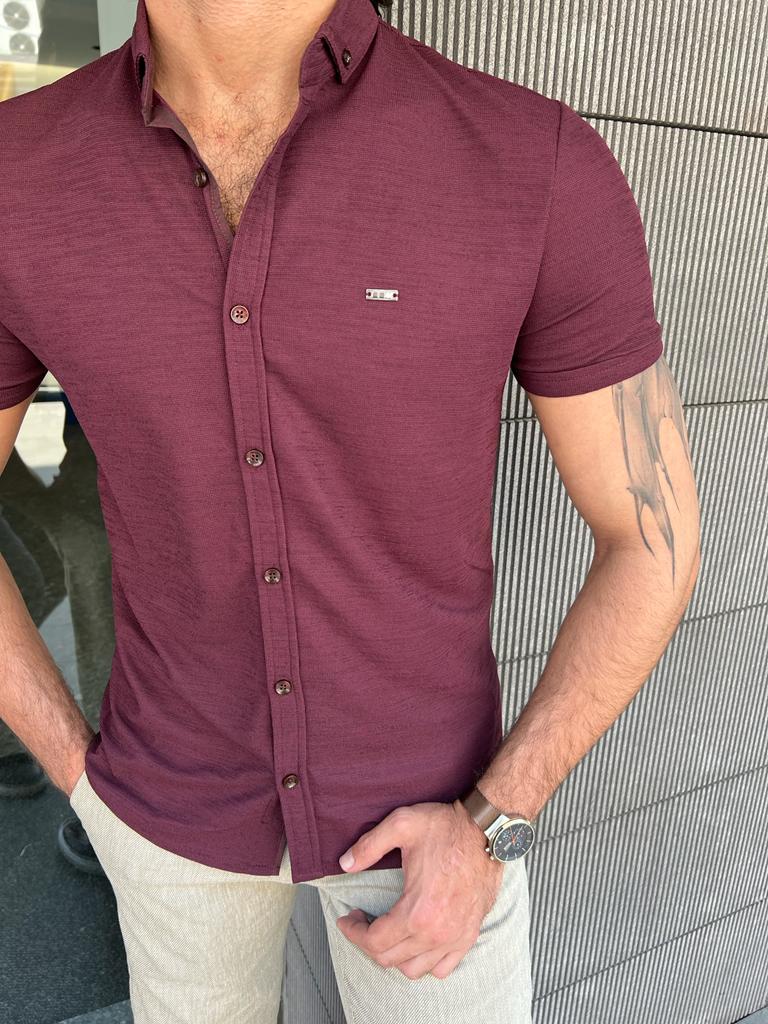 Firenze Burgundy Short Sleeve Shirt