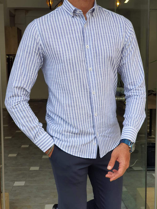 Guarda Blue Striped Slim Fit Shirt