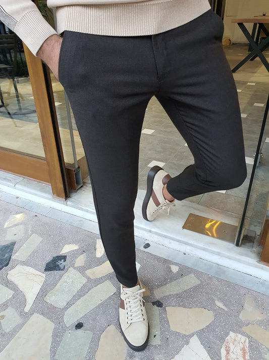 Pinara Black Slim Fit Trousers