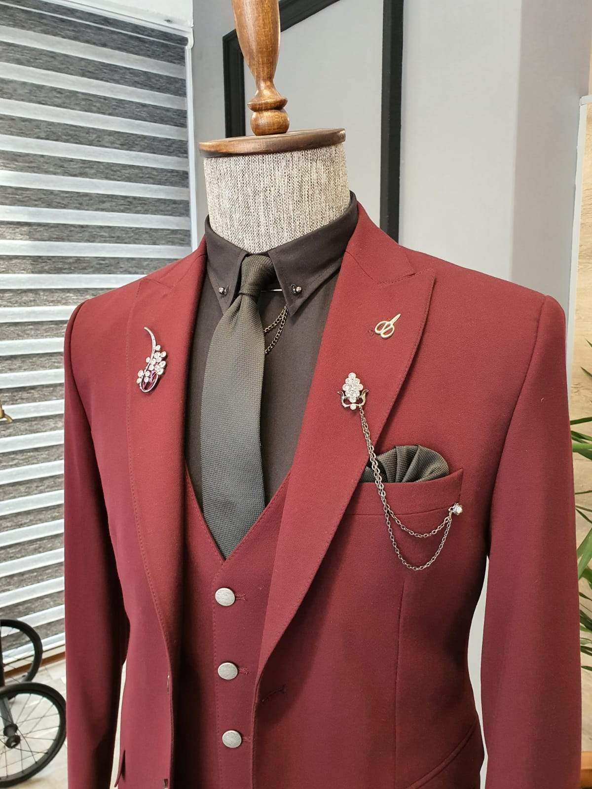 Varese Claret Red Slim Fit Suit