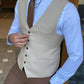 Augusta Beige Slim Fit Buttoned Vest