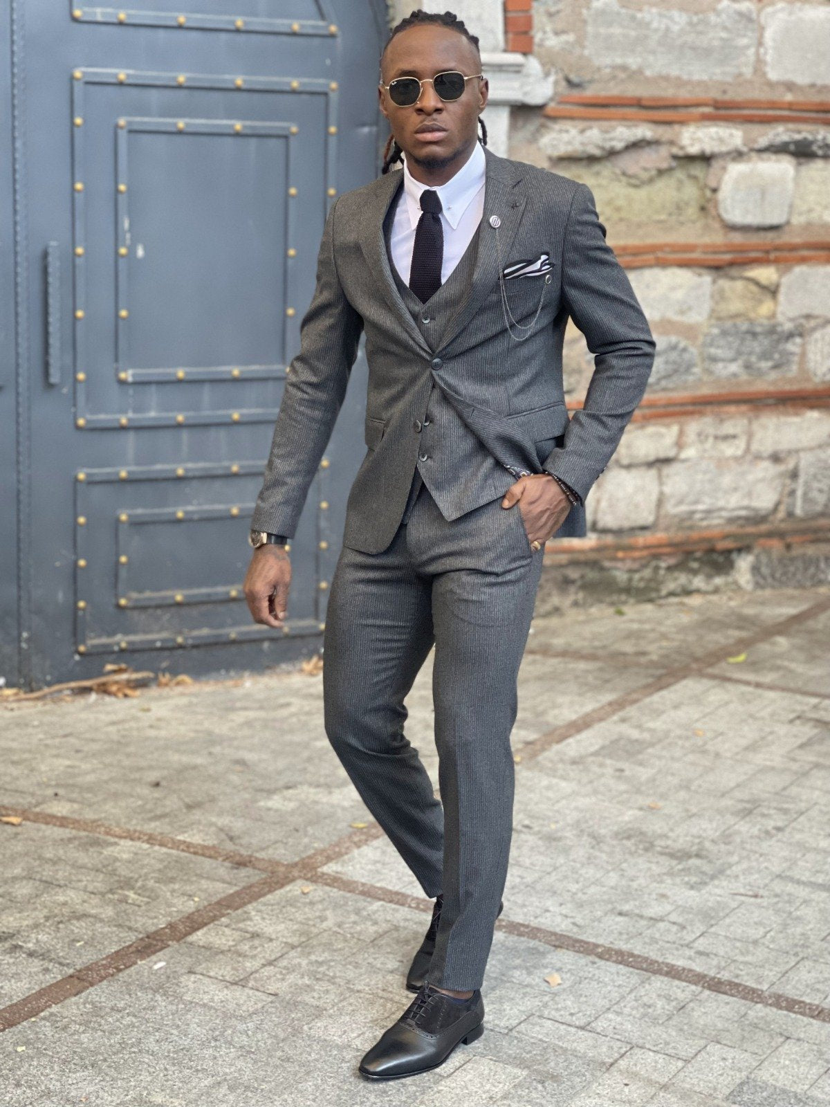 Lecce Dark Gray Slim Fit Suit