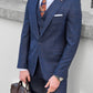Logan Navy Blue Plaid Slim Fit Business Suit