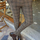 Tresviso Brown Plaid Slim Fit Pants