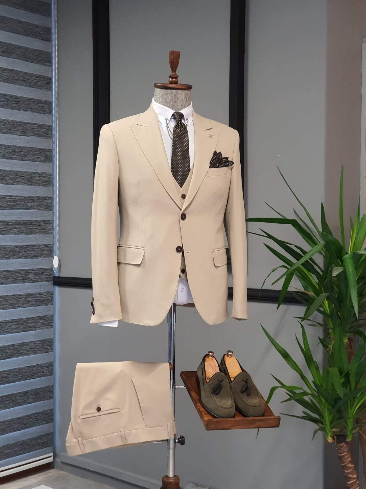 Varese Beige Slim Fit Suit