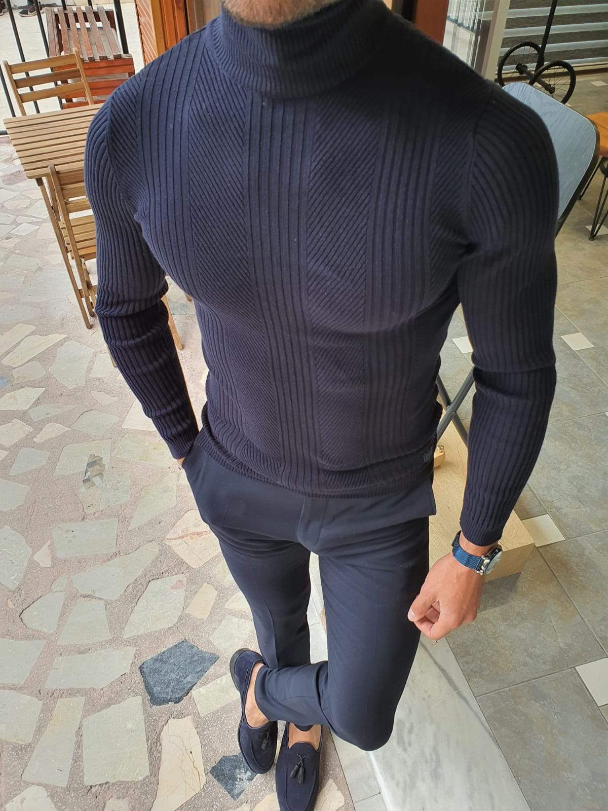 Ascona Navy Blue Turtleneck Knitwear