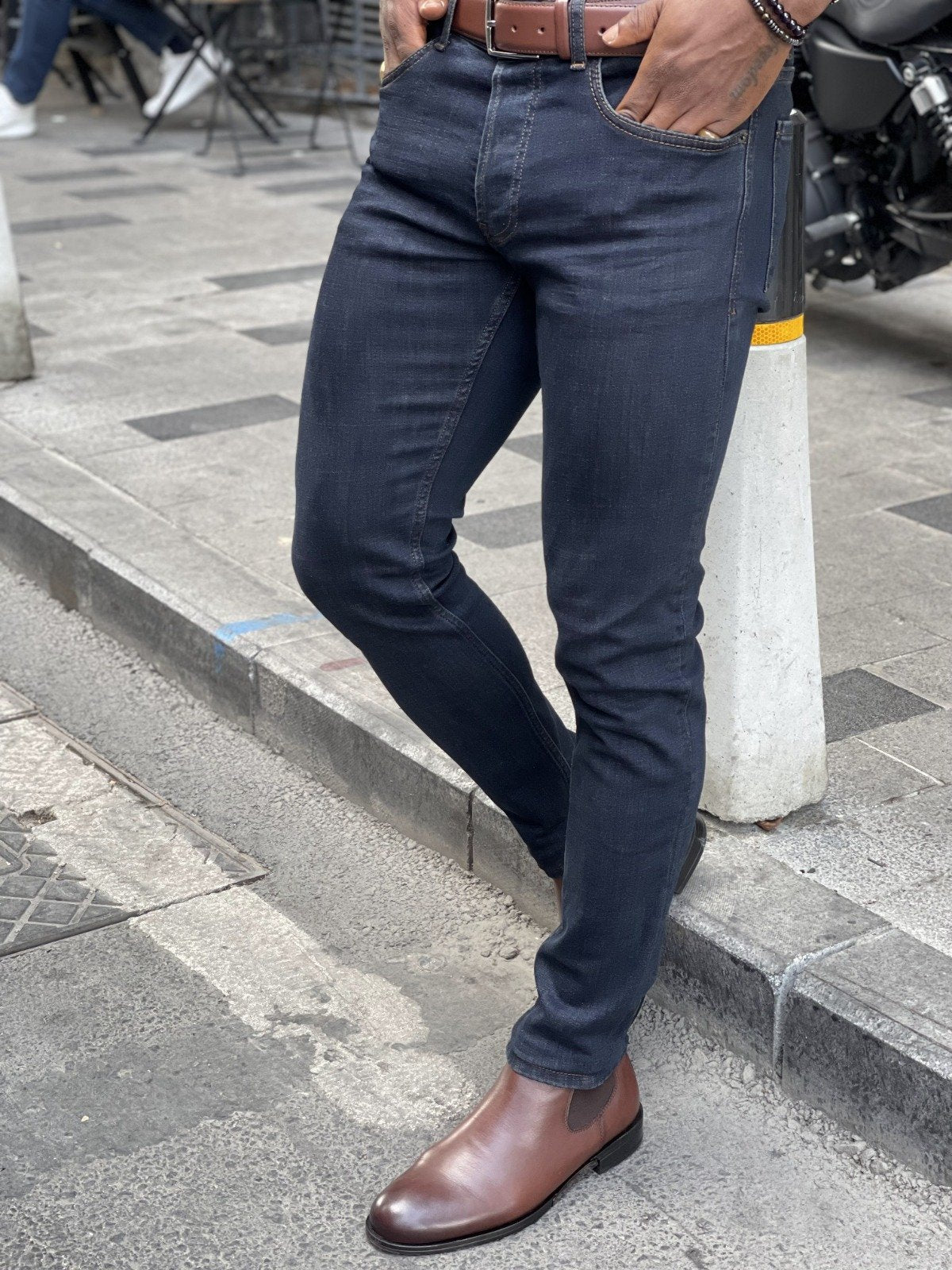 Modena Navy Blue Slim Fit Pants