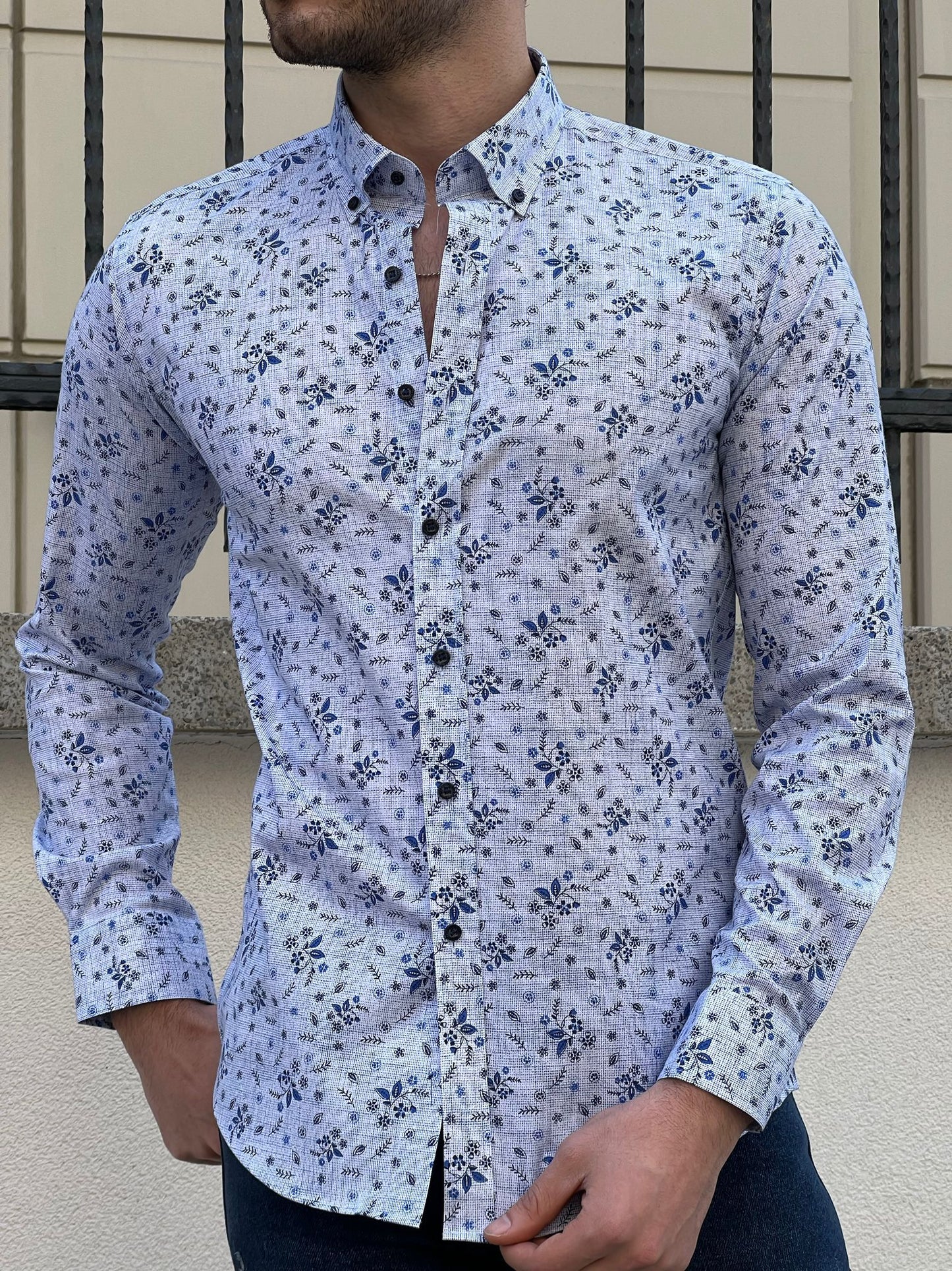 Sean Blue Patterned Shirt