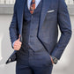 Logan Navy Blue Plaid Slim Fit Business Suit