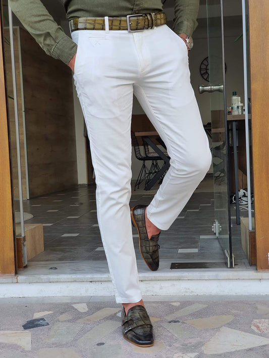 Geneva White Slim Fit Pants