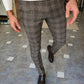 Tresviso Brown Plaid Slim Fit Pants
