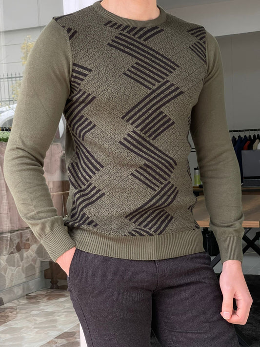 Tucson Khaki Patterned Slim fit Sweater