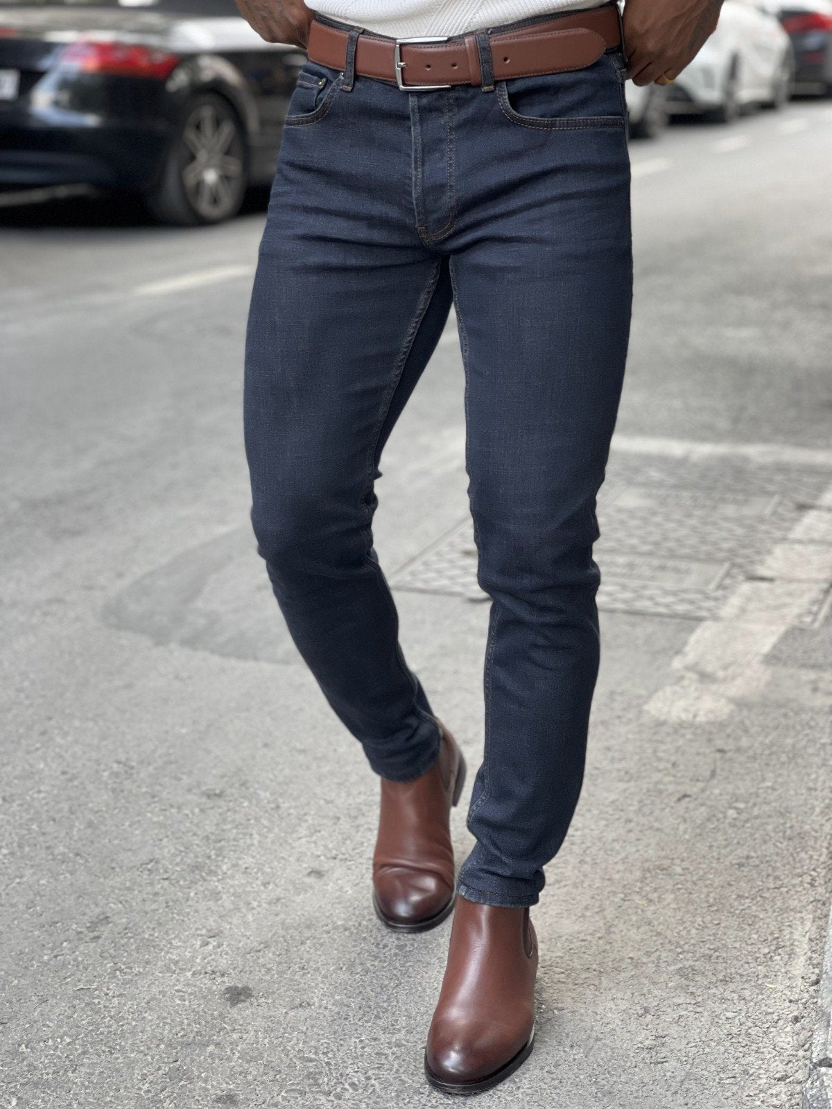 Modena Navy Blue Slim Fit Pants