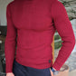 Geneva Claret Red Striped Turtleneck Knitwear