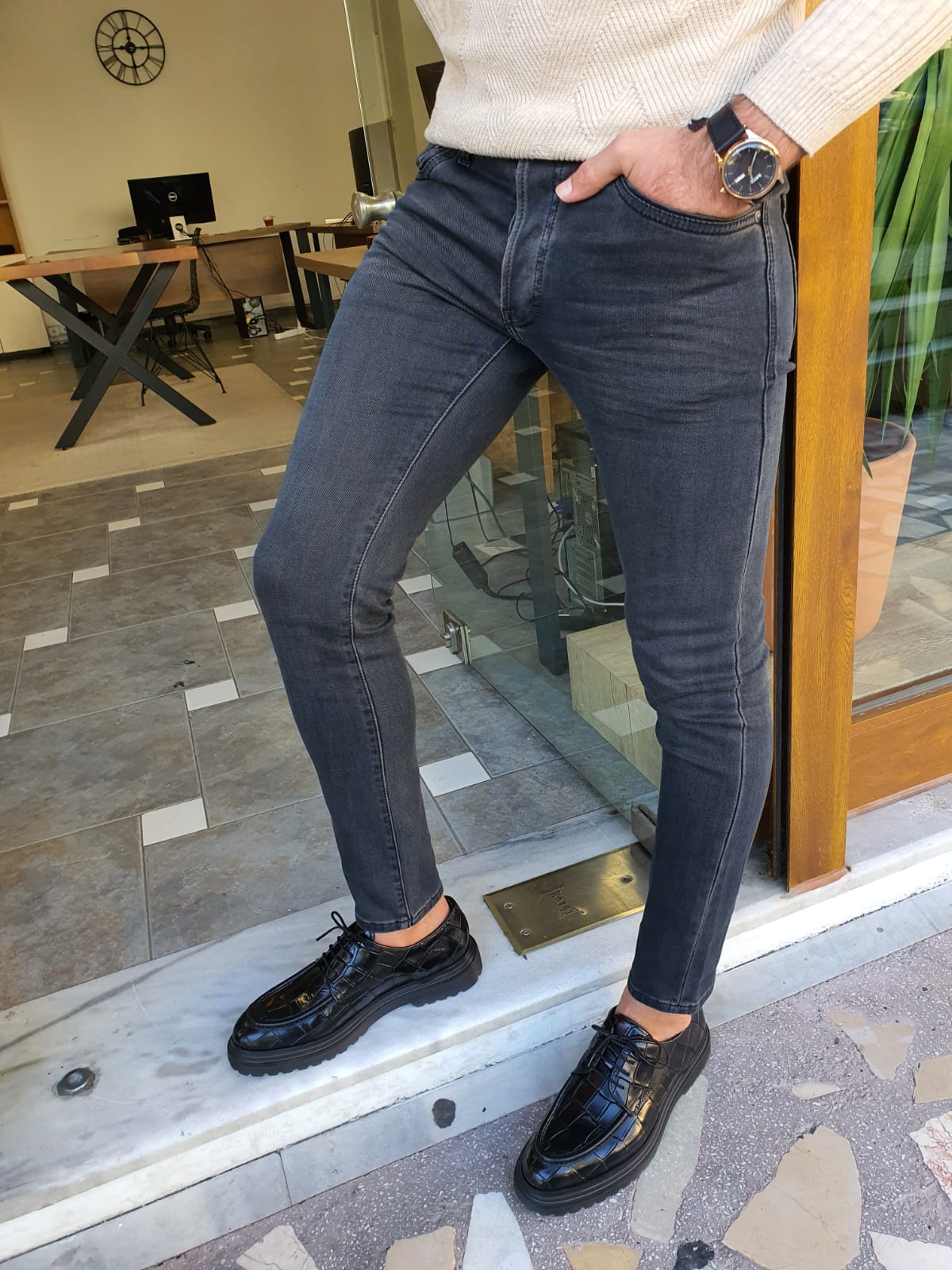 Leon Anthracite Slim Fit Jeans