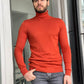 Hamilton Orange Slim Fit Turtleneck Sweater