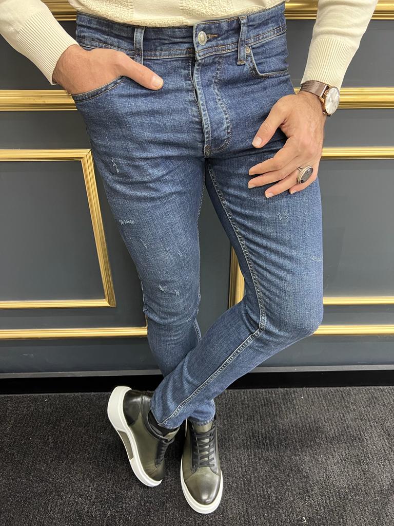 Ryan Blue Slim Fit Ripped Jeans