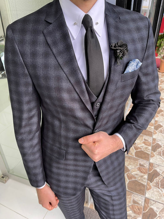 Darwin Black Plaid Slim Fit Suit