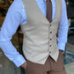 Augusta Beige Slim Fit Buttoned Vest