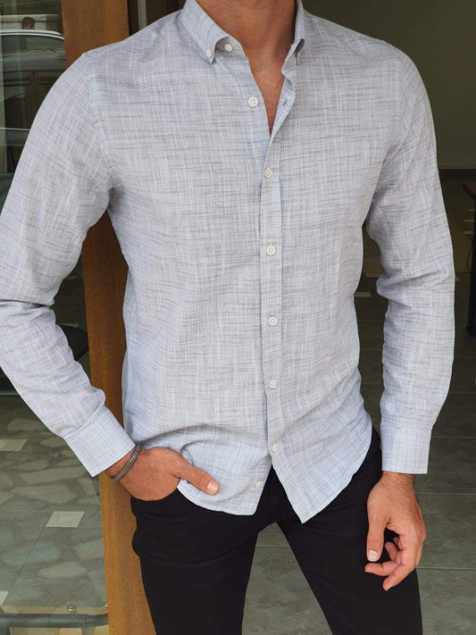 Verona Gray Self-Patterned Slim Fit Shirt