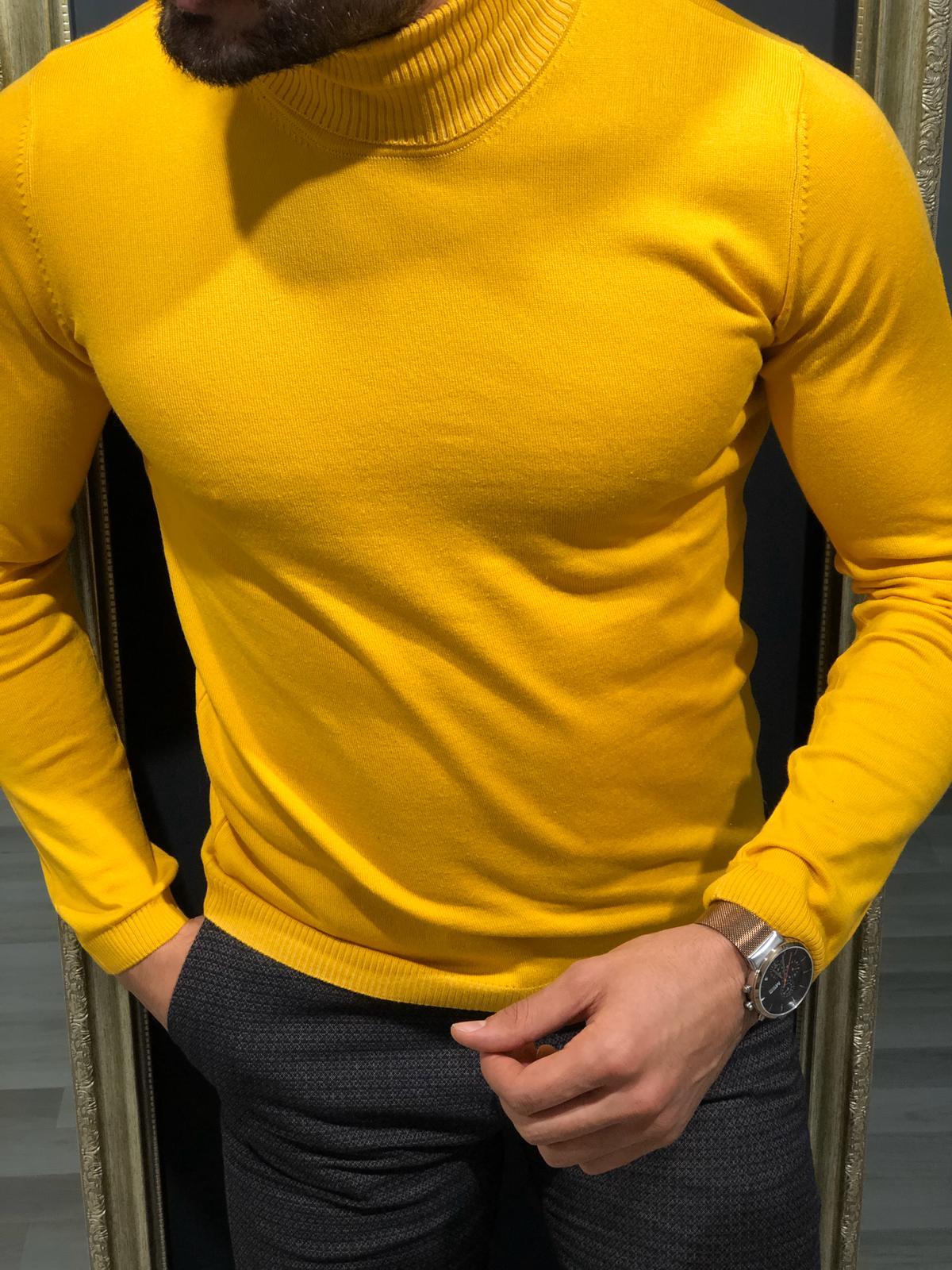 Lugano Yellow Turtleneck Knitwear